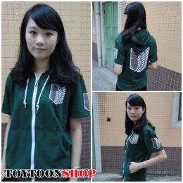 เสื้อฮู้ดแขนสั้น Attack on Titan (สีเขียว)